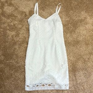 Short white eyelet dress